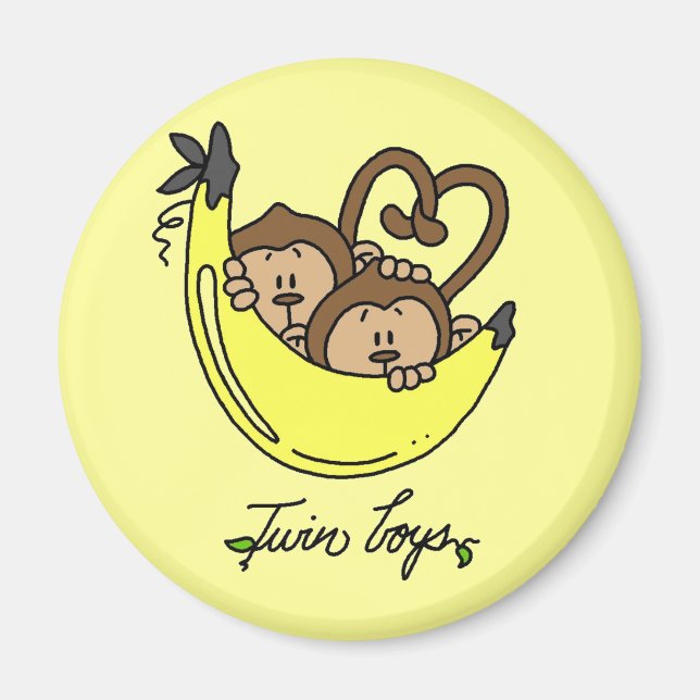 Affen Twin Boys Tshirts und Geschenke Magnet (Vorne)