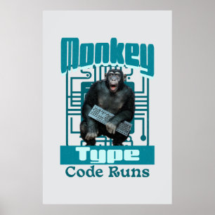 Affen-Typ, Code läuft lustig Full-Stack-Entwickler Poster