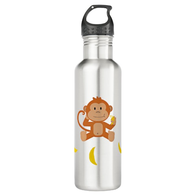 Affen und Bananen Edelstahlflasche (Vorderseite)
