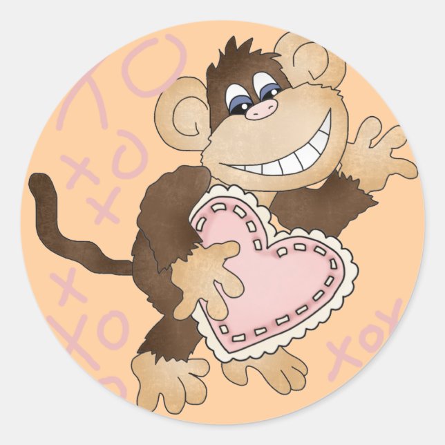 Affen und Kisses Tshirts und Geschenke Runder Aufkleber (Vorderseite)