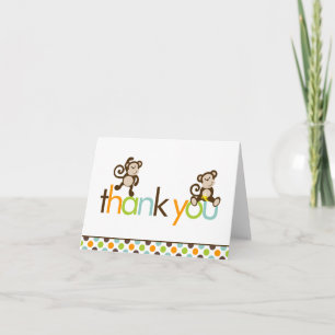 Affen und Polka Dots Vielen Dank Anmerkungen Dankeskarte