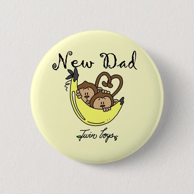 Affen Vater von Twin Boys Tshirts and Gifts Button (Vorderseite)
