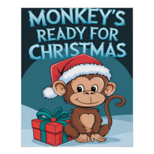 Affen Weihnachten Poster