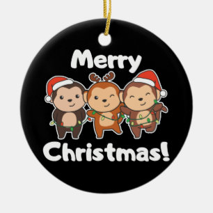 Affen Weihnachten Tiere Affen Frohe Weihnachten C Keramik Ornament