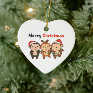 Affen Weihnachten Tiere Affen Frohe Weihnachten Keramik Ornament