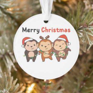 Affen Weihnachten Tiere Affen Frohe Weihnachten O Ornament