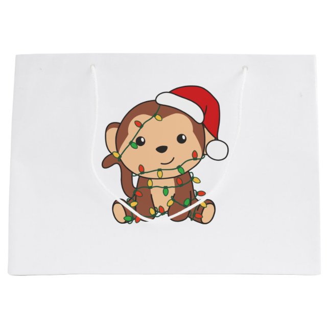 Affen Weihnachten Wintertiere Affen Große Geschenktüte (Vorderseite)