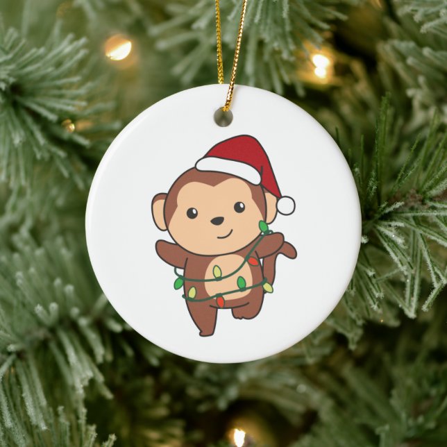 Affen Weihnachten Wintertiere Affen Keramik oder Ornament (Baum)