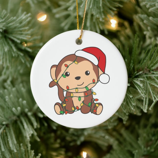 Affen Weihnachten Wintertiere Affen Keramik Ornament (Baum)
