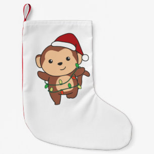 Affen Weihnachten Wintertiere Affen Kleiner Weihnachtsstrumpf