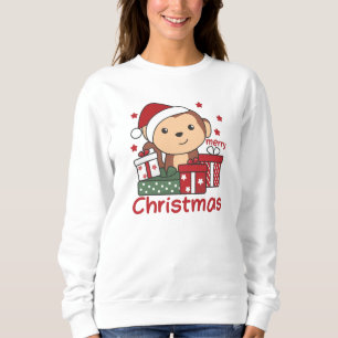 Affen Weihnachtsgeschenk Wintertiere Affen Sweatshirt