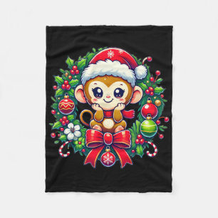 Affen-Weihnachtsmann-Mütze Weihnachten Xmas Fleecedecke