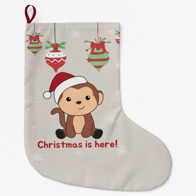Affen Weihnachtsschnee Wintertiere Affen große Großer Weihnachtsstrumpf (Vorderseite)