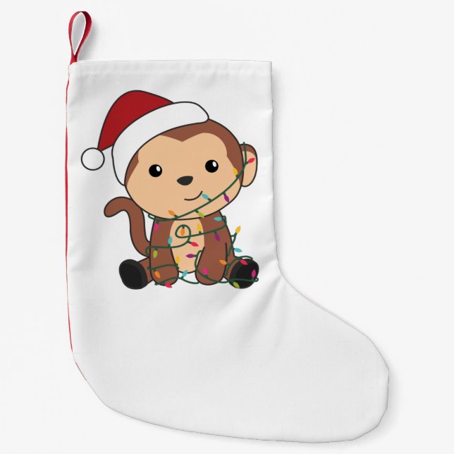 Affen Weihnachtsschnee Wintertiere Affen Kleiner Weihnachtsstrumpf (Vorderseite)