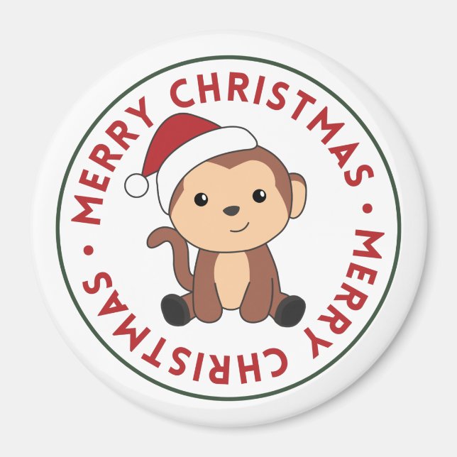 Affen Weihnachtsschnee Wintertiere Affen Magne Magnet (Vorne)