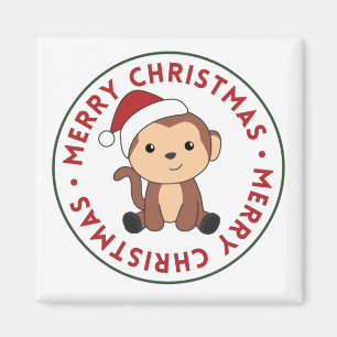 Affen Weihnachtsschnee Wintertiere Affen Magne Magnet