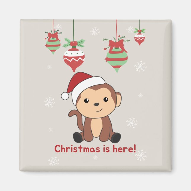 Affen Weihnachtsschnee Wintertiere Affen Magne Magnet (Vorne)