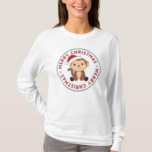 Affen Weihnachtsschnee Wintertiere Affen T-Shirt