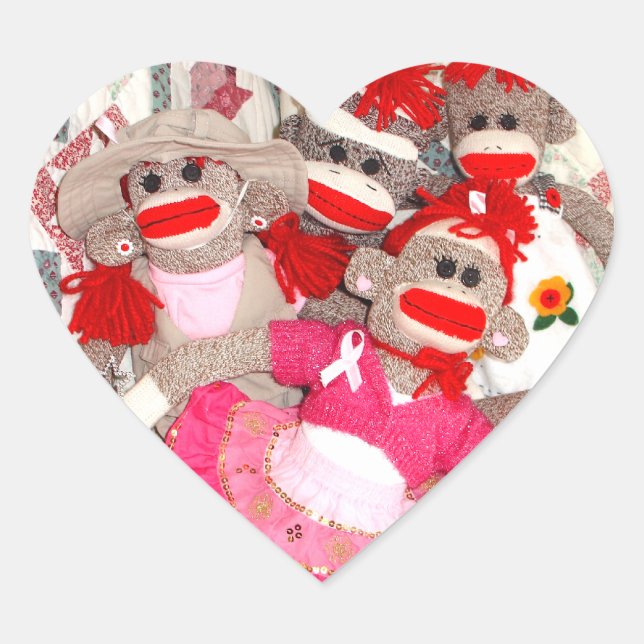 Affen zur Heilung rosa Herzklammern Herz-Aufkleber (Vorderseite)