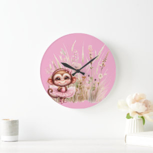 Affenballetttänzerin Große Wanduhr