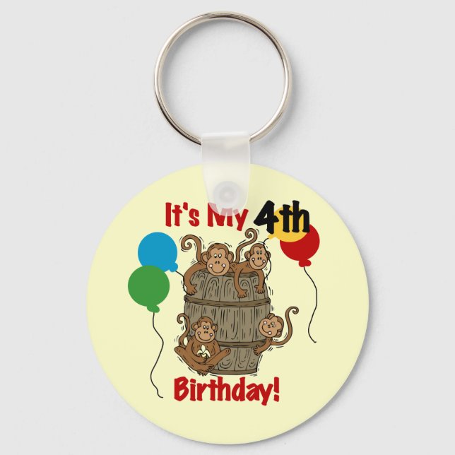 Affenbarsch 4. Geburtstag Schlüsselanhänger (Vorderseite)