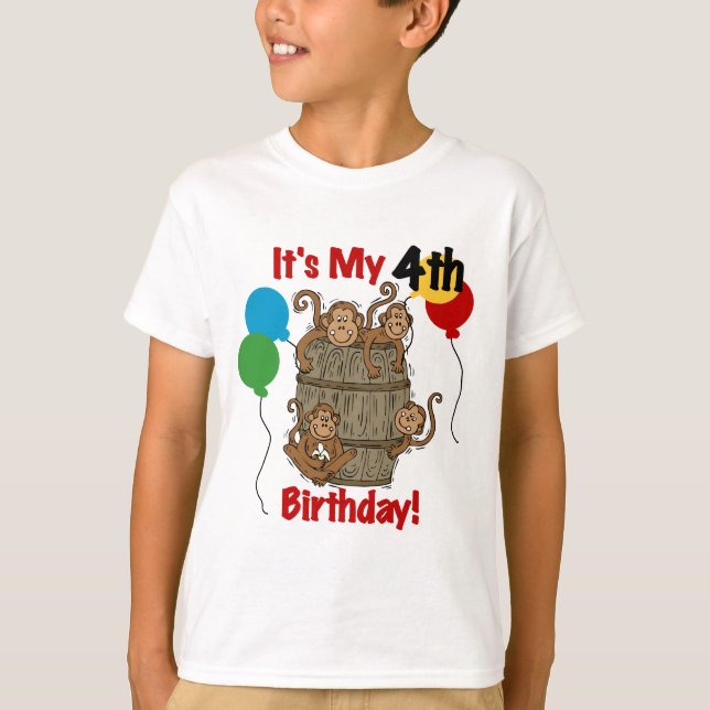Affenbarsch 4. Geburtstag T-Shirt (Vorderseite)