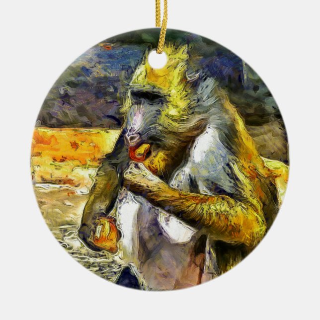 Affenessen Keramik Ornament (Vorne)