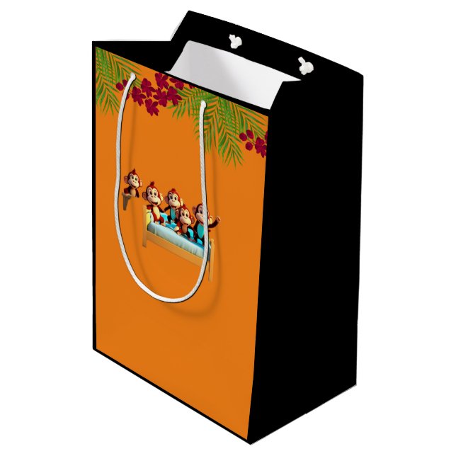 Affenfamilie Mittlere Geschenktüte (Rückseite Schrägansicht)