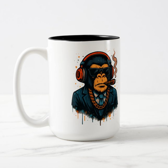 Affengeschäft - Der Chef des Affen Zweifarbige Tasse (Links)