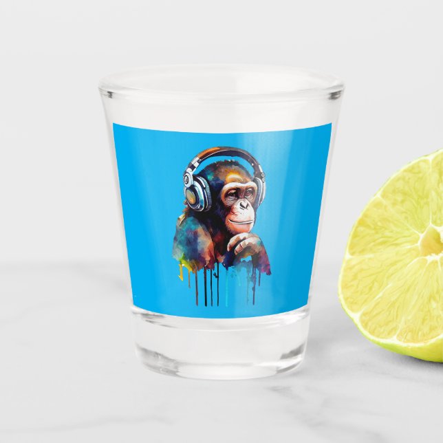 Affengeschäft Schnapsglas (Vorderseite)