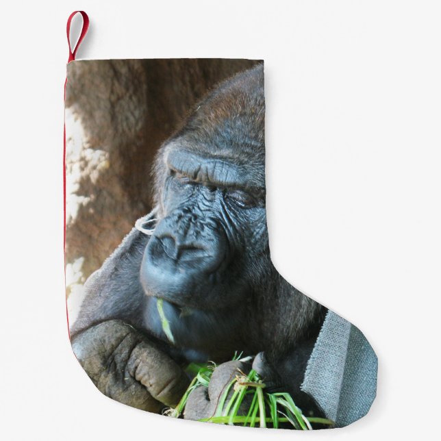 Affenhaube ~ japanisches Gorilla-Essen Kleiner Weihnachtsstrumpf (Vorderseite)