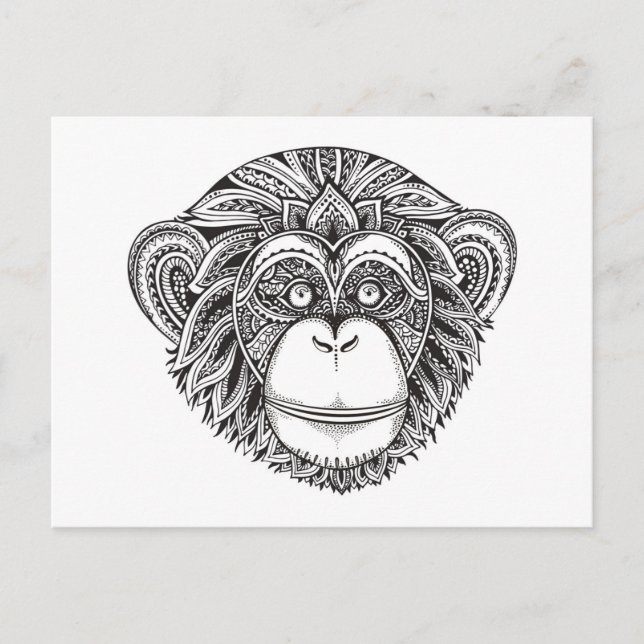 AffenIllustartion Postkarte (Vorderseite)