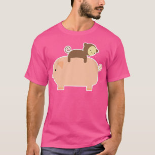 Affenjunge auf einem Schweinefleisch T-Shirt