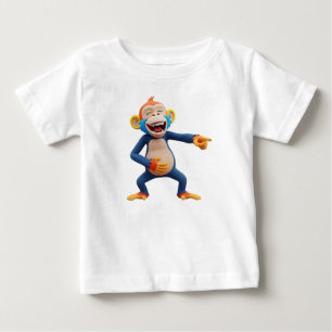 Affenmaskottchen zeigt und lacht baby t-shirt