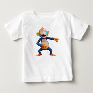 Affenmaskottchen zeigt und lacht baby t-shirt