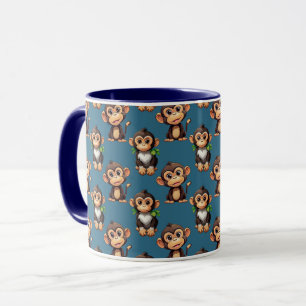 Affenmuster-Design Blau  Tasse