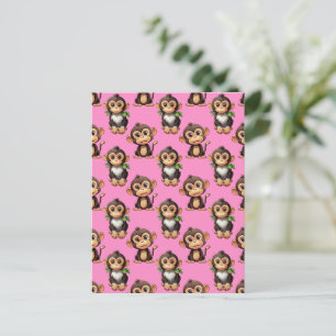 Affenmuster-Design Rosa Postkarte