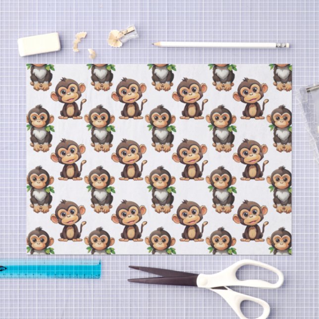 Affenmuster-Design Weiß Seidenpapier (Handwerk)
