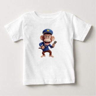 Affenpilot-Charakter in blauer Kapitänsuniform Baby T-shirt