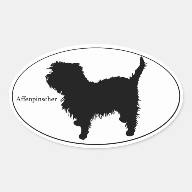 Affenpinsche Silhouette Ovaler Aufkleber (Vorderseite)