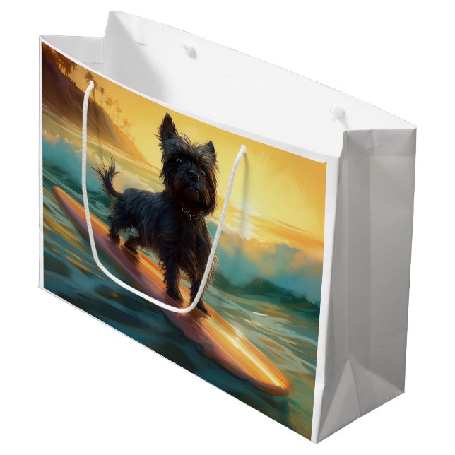 Affenpinscher Beach Surfmalerei Große Geschenktüte (Vorderseite Schrägansicht)