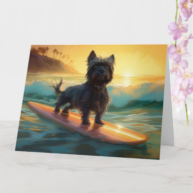Affenpinscher Beach Surfmalerei Karte (Orchidee)