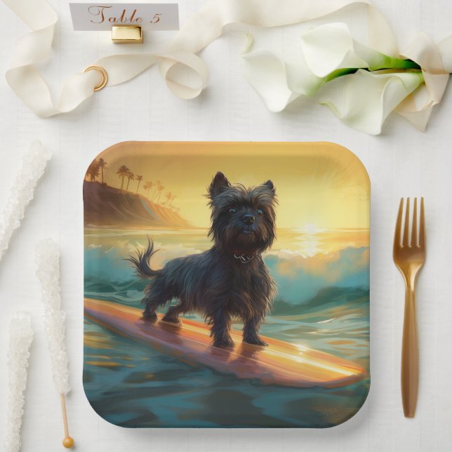 Affenpinscher Beach Surfmalerei Pappteller (Hochzeit)