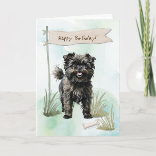 Affenpinscher Breed Hund unter Geburtstagszeichen Karte