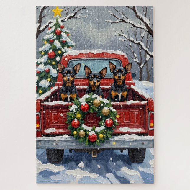 Affenpinscher Christmas Red Truck Holiday (Vertikal)