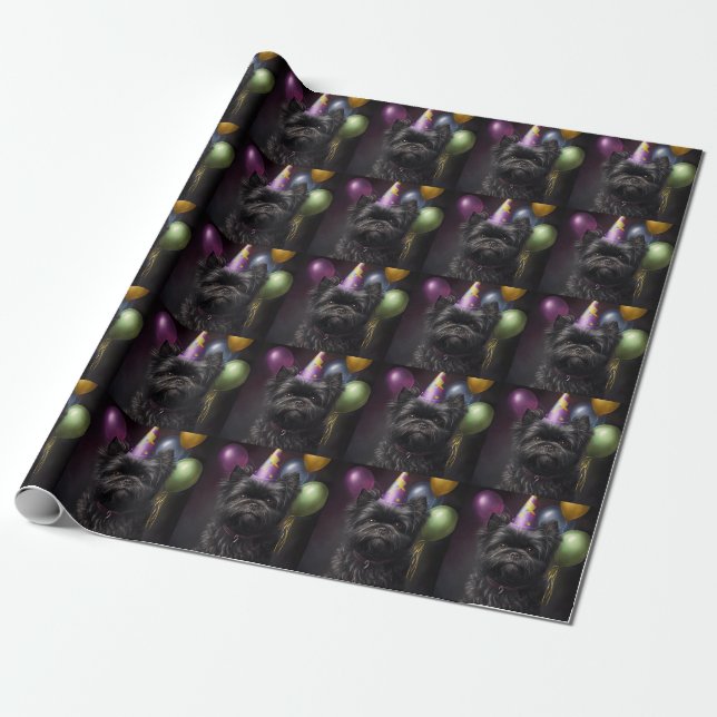 Affenpinscher Dog Birthday Balloons Geschenkpapier (Ungerollt)