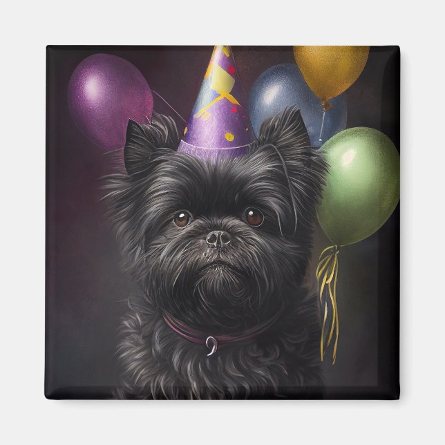 Affenpinscher Dog Birthday Balloons Magnet (Vorne)