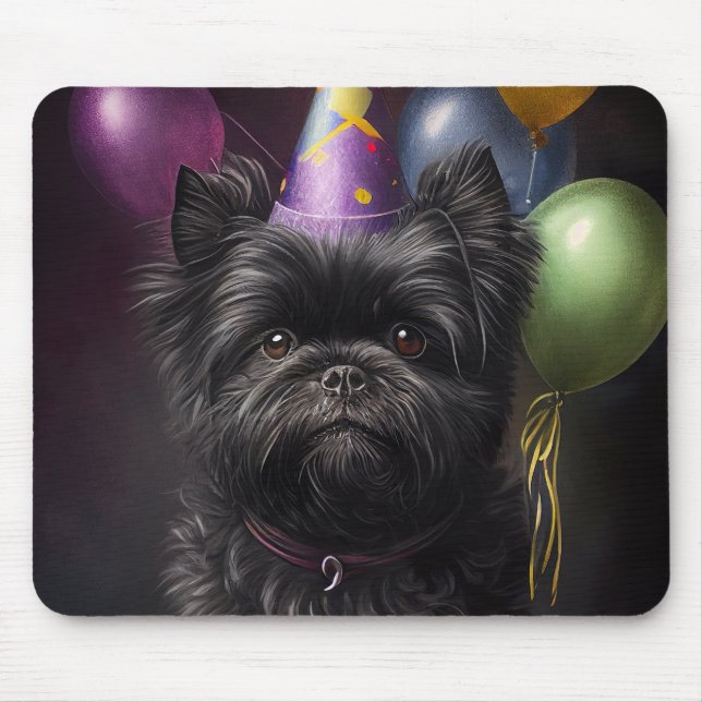 Affenpinscher Dog Birthday Balloons Mousepad (Vorne)