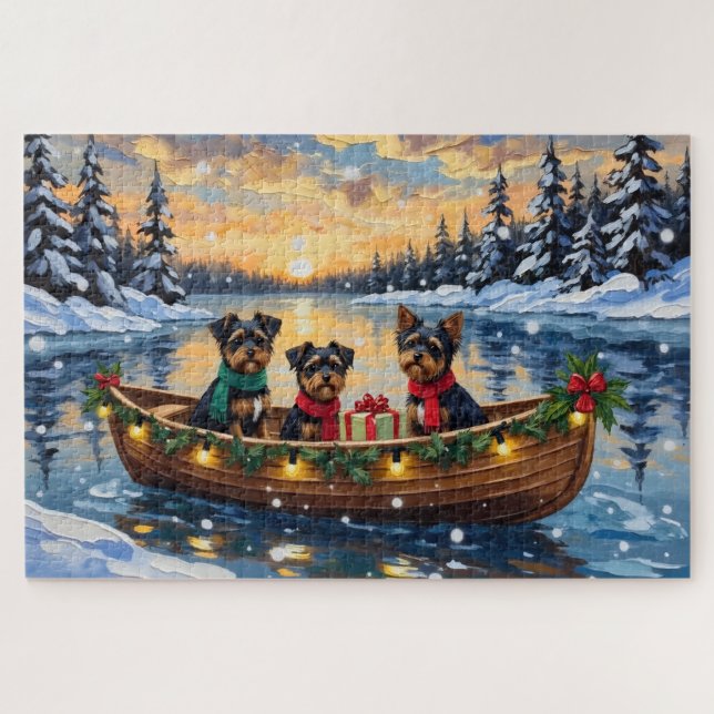 Affenpinscher Dog Christmas Boat Holiday (Horizontal)