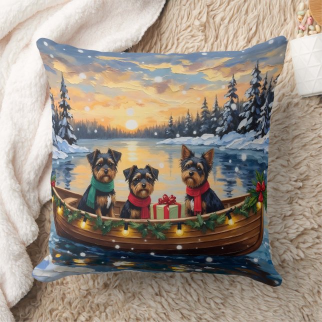 Affenpinscher Dog Christmas Boat Holiday Kissen (Decke)